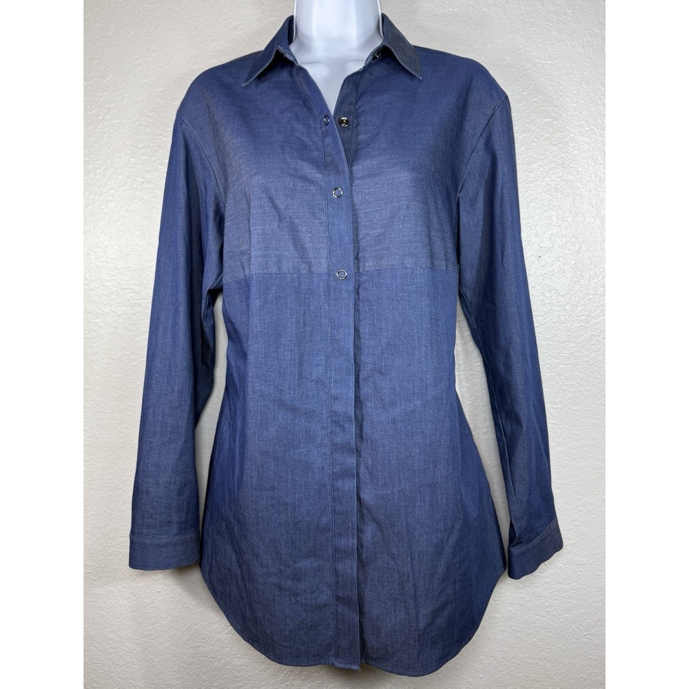 Lafayette 148 New York lightweight chambray/denim tunic blouse Women's Size M